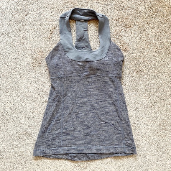 lululemon athletica Tops - Lululemon | Gray stripe scoop neck tank top